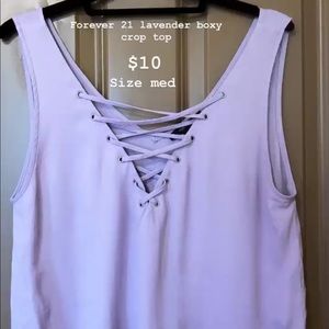 Lilac Forever21 Lace-up Crop Top🌸
